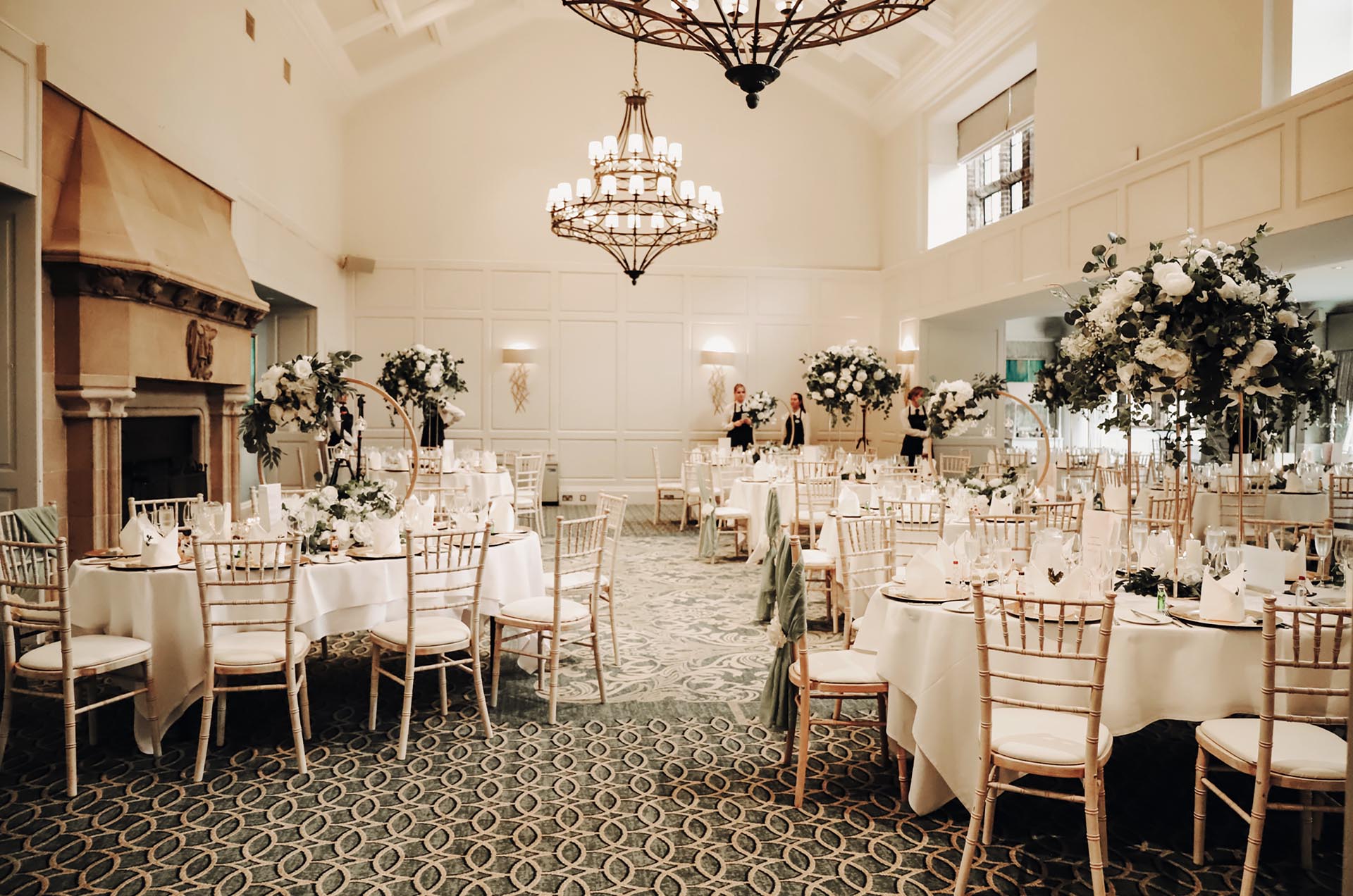 Cathedral Ballroom wedding setup at Western House Hotel, Ayrshire wedding venue