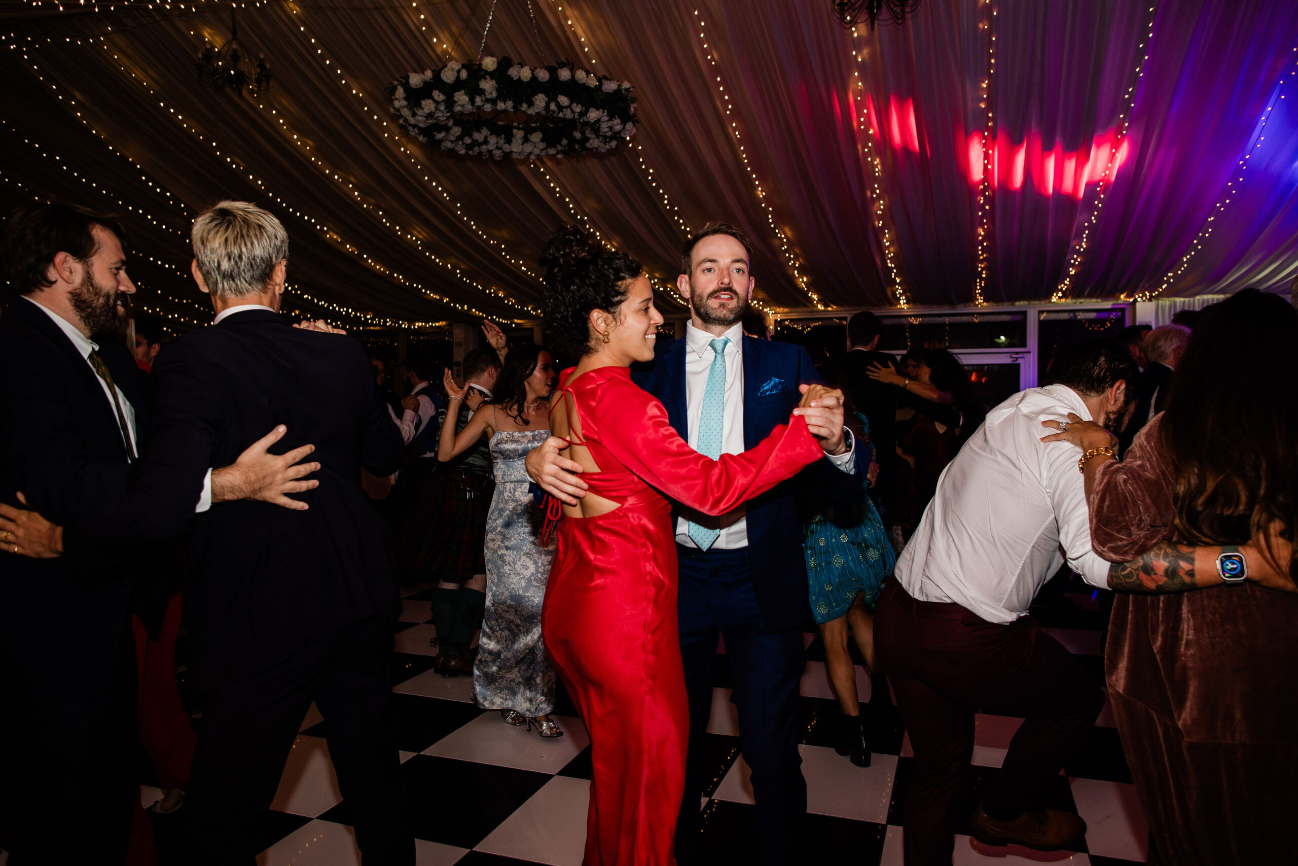 Evening marquee wedding celebration at Western House Hotel, Ayrshire wedding venue