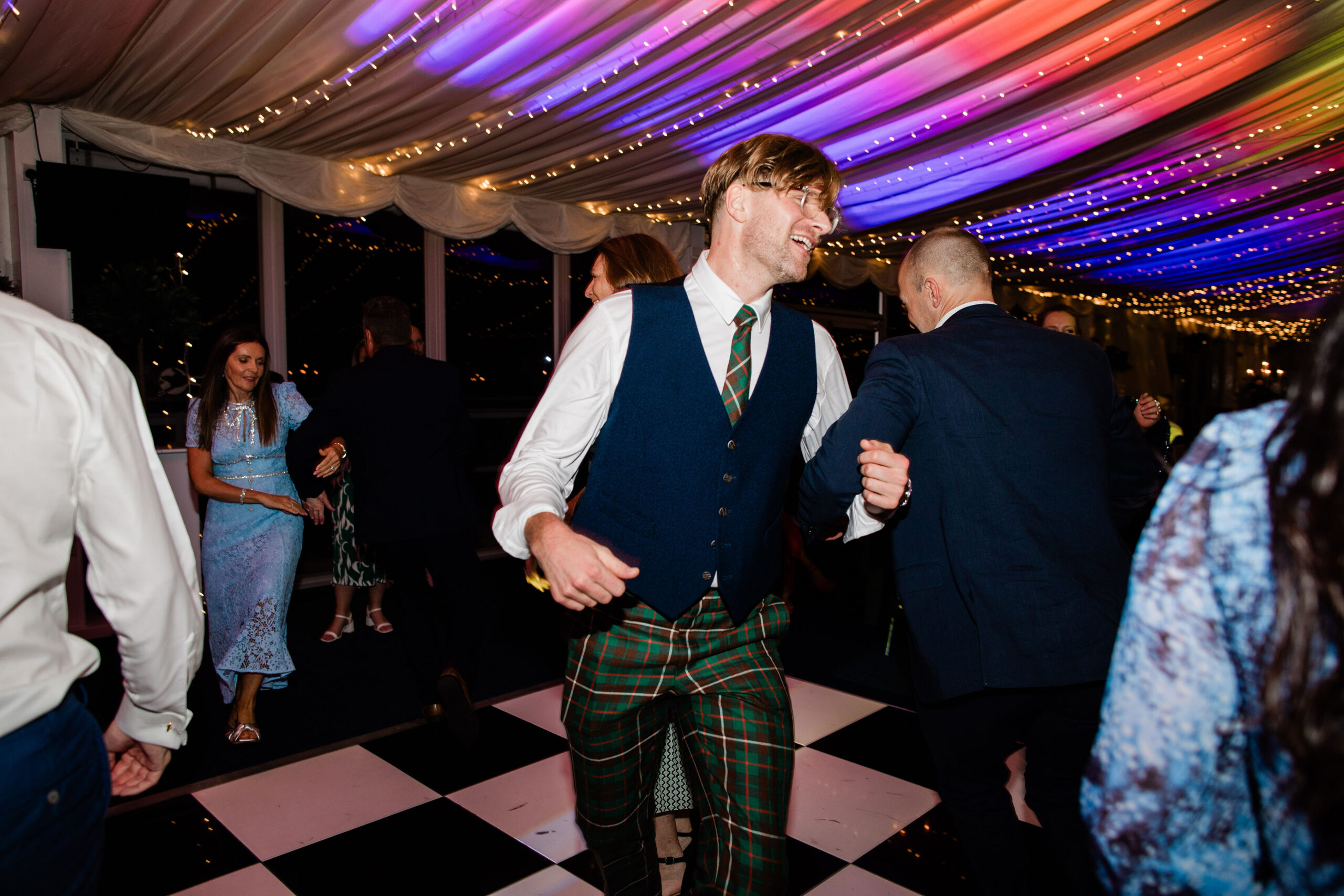 Dance floor inside the marquee at Ayrshire wedding venue